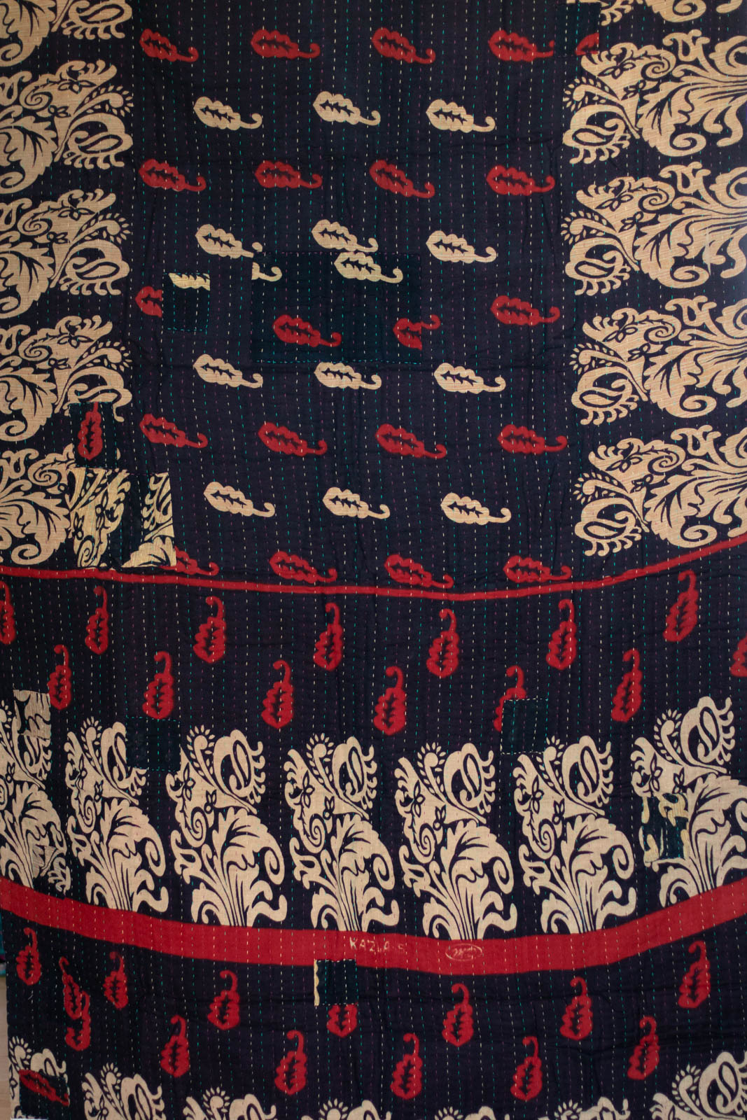 Candy Cane Kantha Christmas Throw