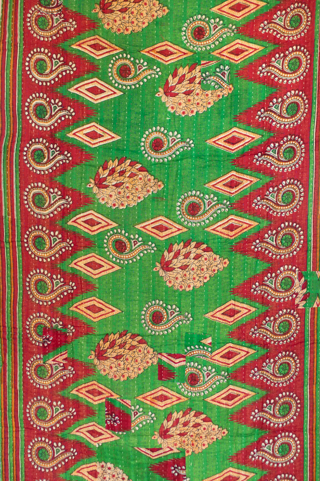 Jingle Bells Kantha Christmas Throw