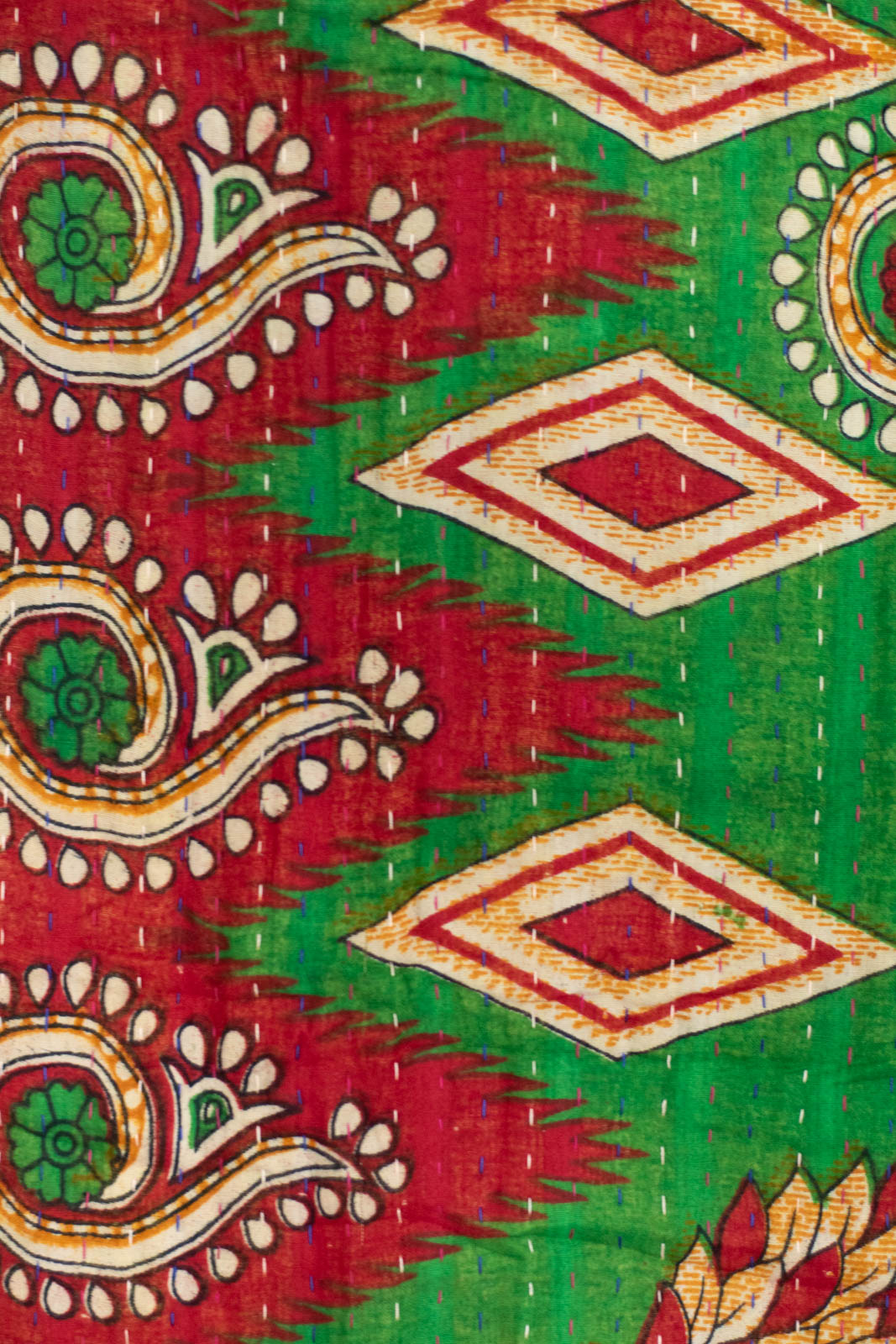 Jingle Bells Kantha Christmas Throw