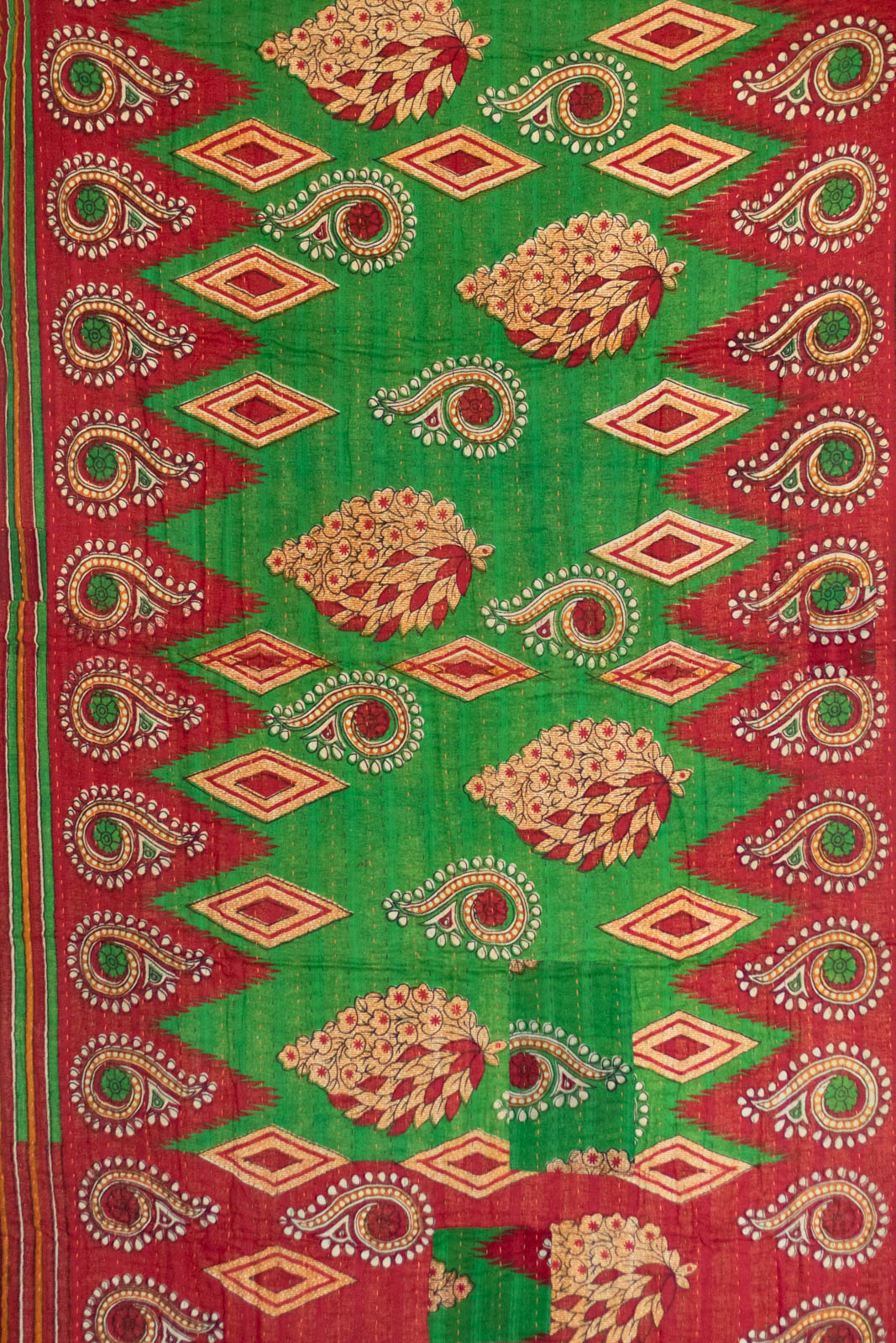 Poinsettia Kantha Christmas Throw