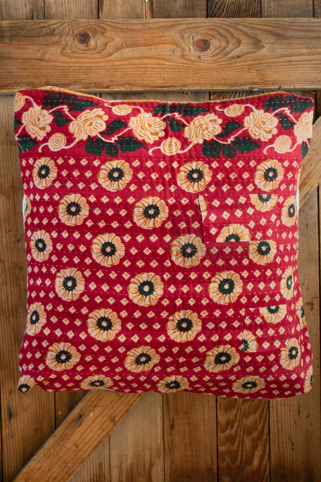 Kantha Christmas Pillow Cover No. 1