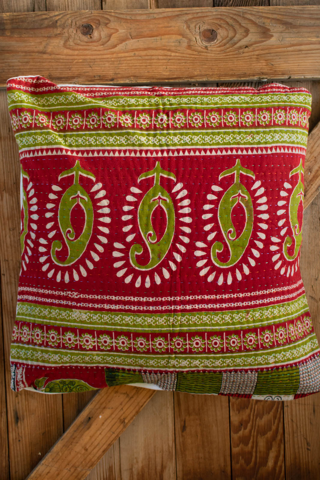 Kantha Christmas Pillow Cover No. 3