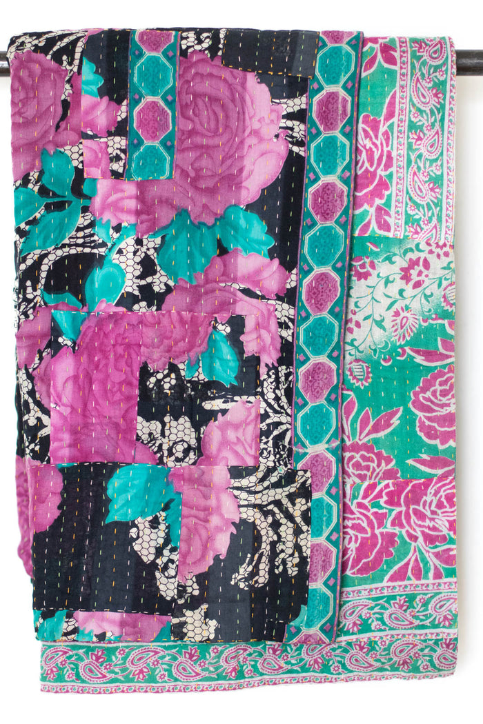 Kantha Throw Bed Quilt