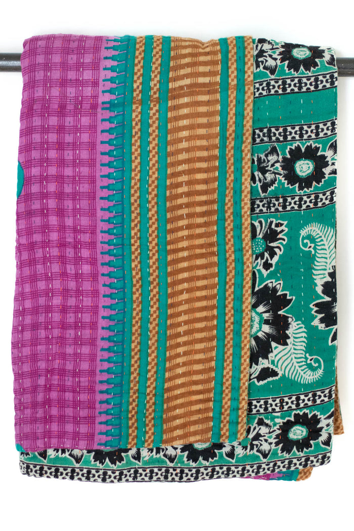 Kantha Throw Bed Quilt