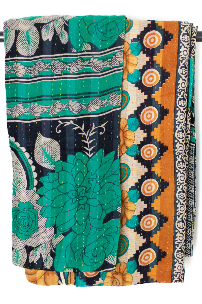 Kantha Throw Bed Quilt