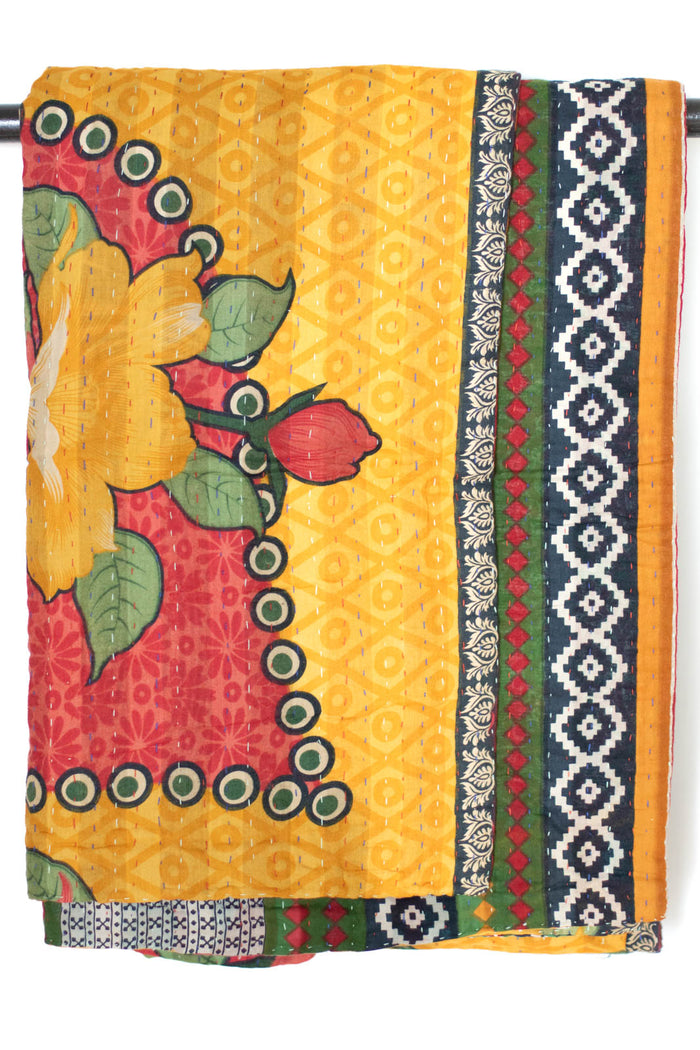 Kantha Throw Bed Quilt