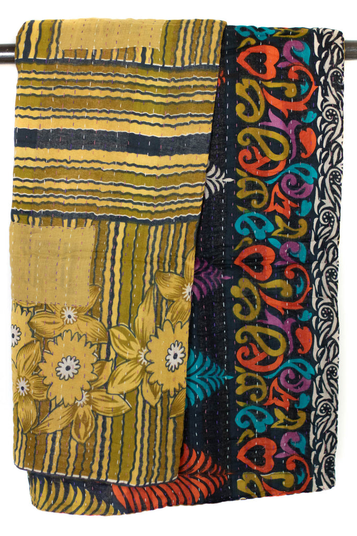 Kantha Throw Bed Quilt