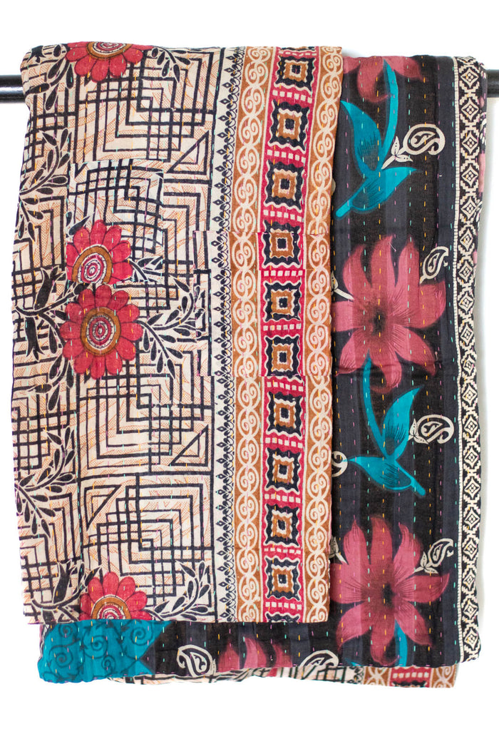 Kantha Throw Bed Quilt