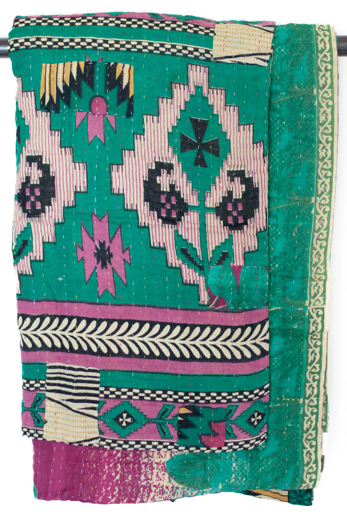 Kantha Throw Bed Quilt