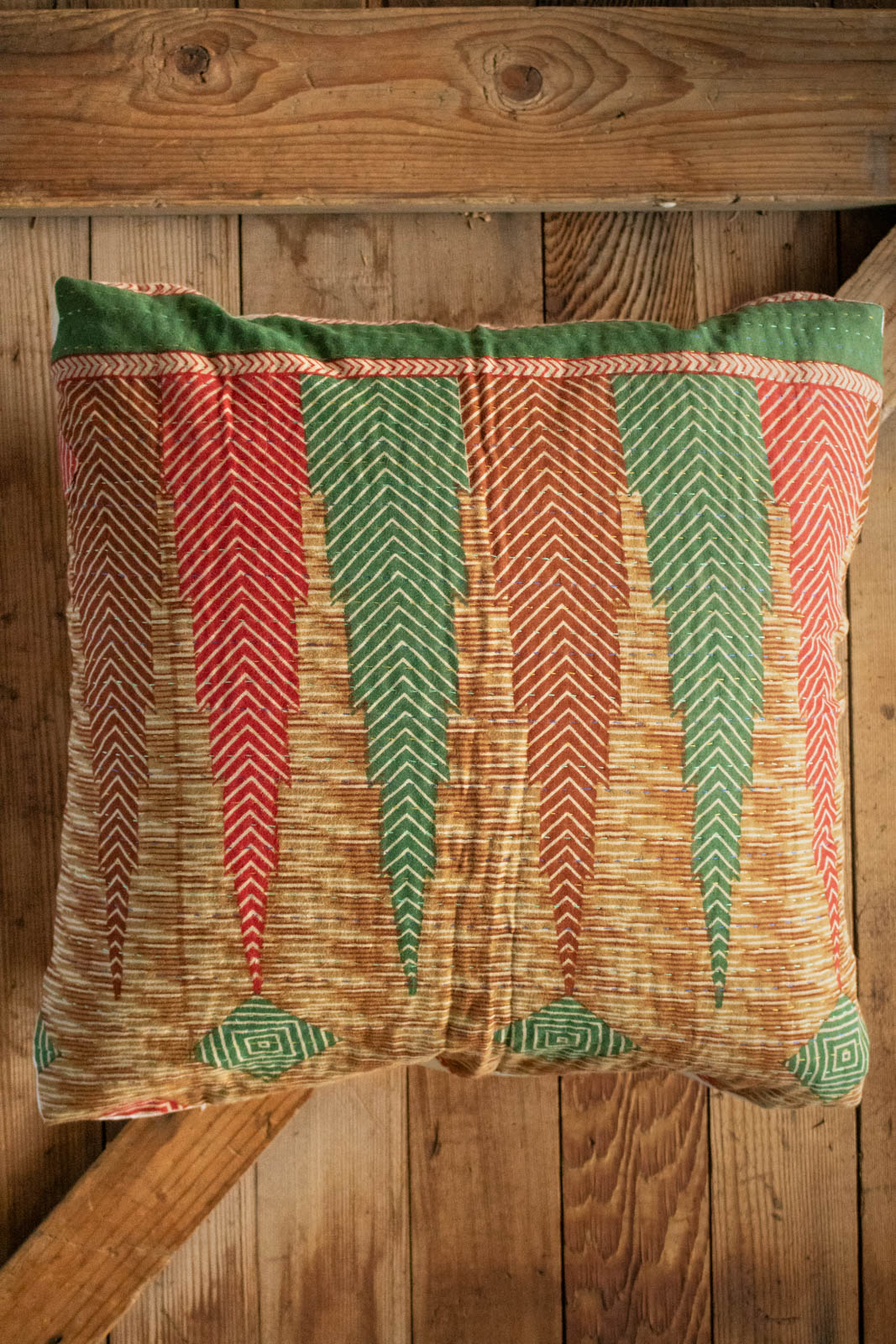 Kantha Christmas Pillow Cover No. 13