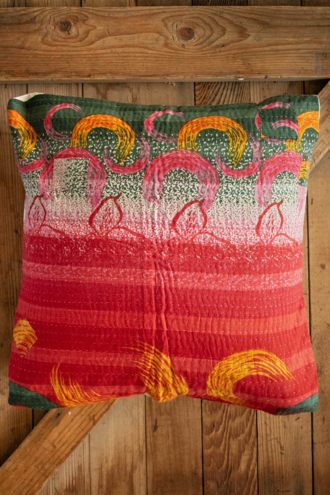 Kantha Christmas Pillow Cover No. 9