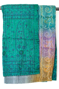 Kantha Silk Throw Blanket