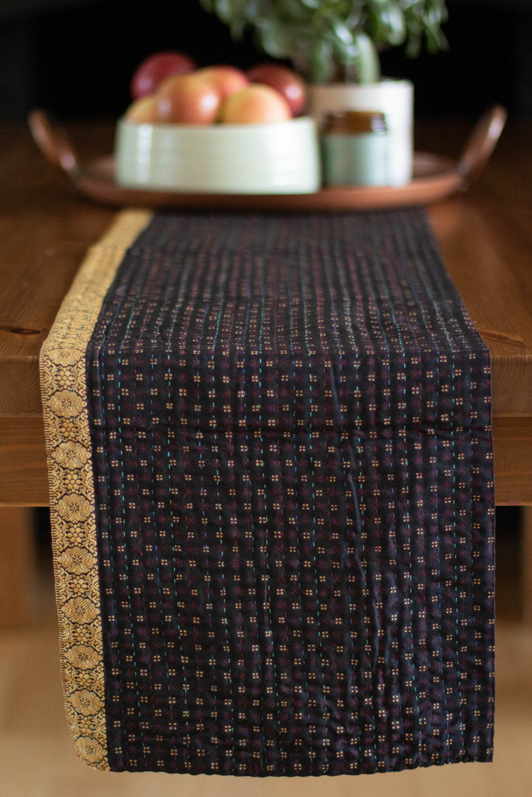 Kantha Table Runner Silk Blend I6