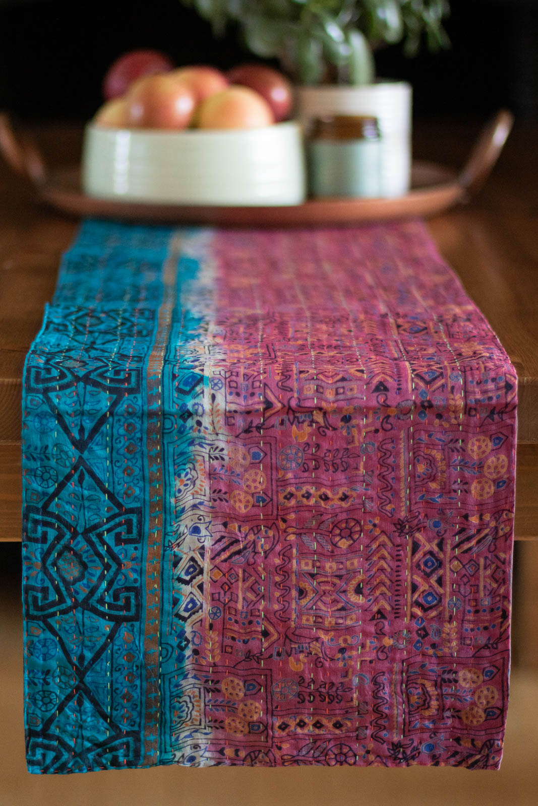 Kantha Table Runner Silk Blend J2