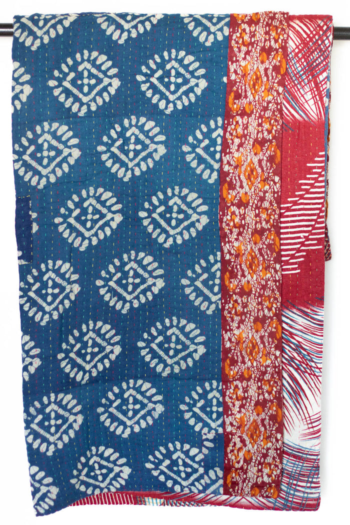 Kantha Large Throw Blanket