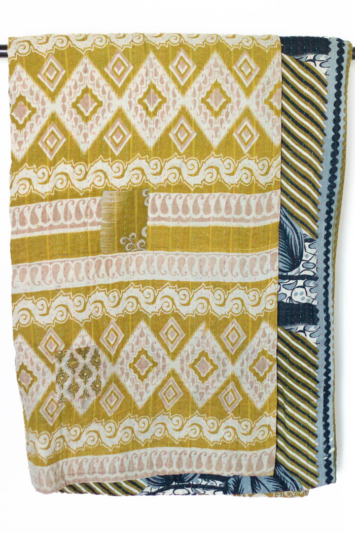 Kantha Large Throw Blanket