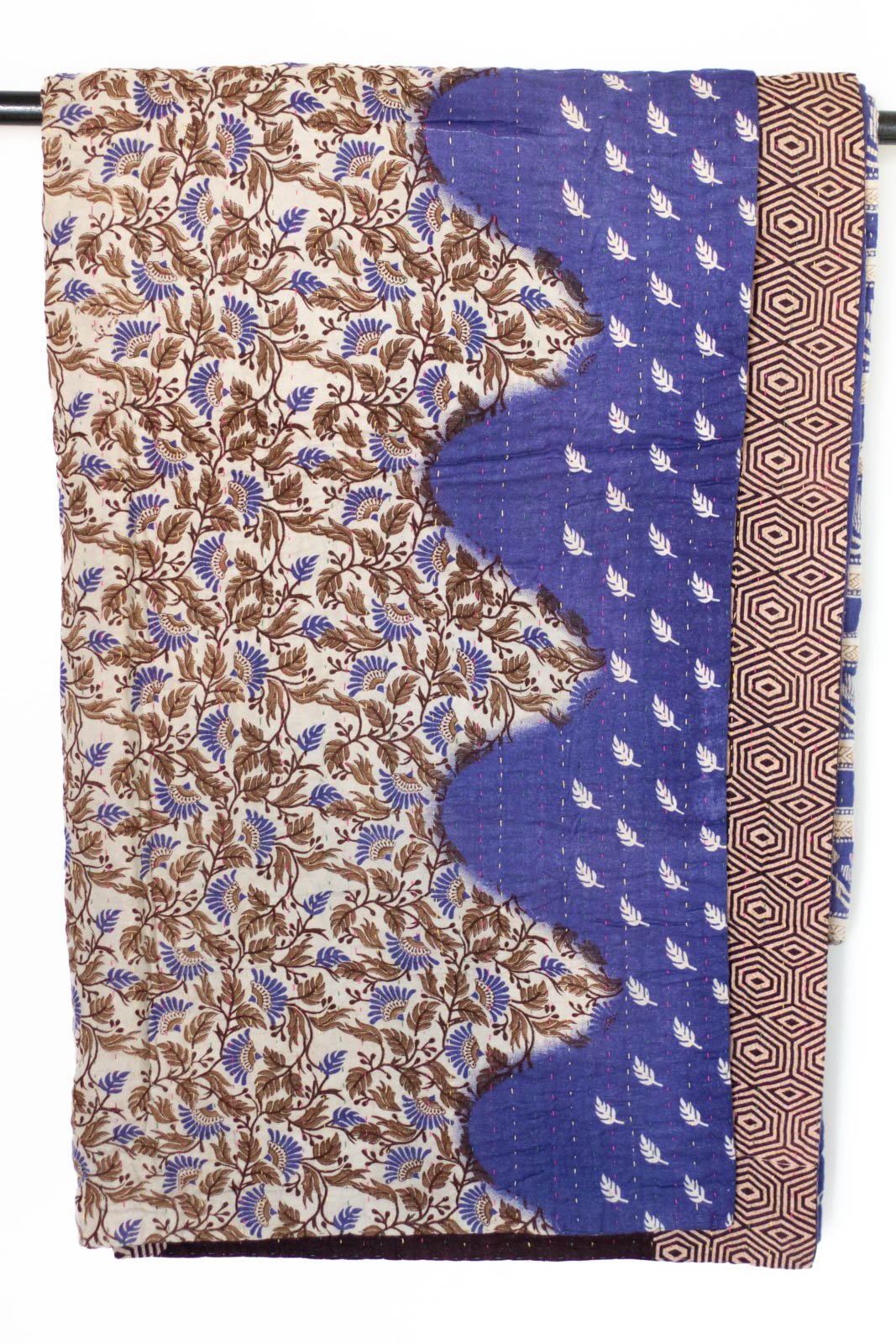 Kantha Large Throw Blanket