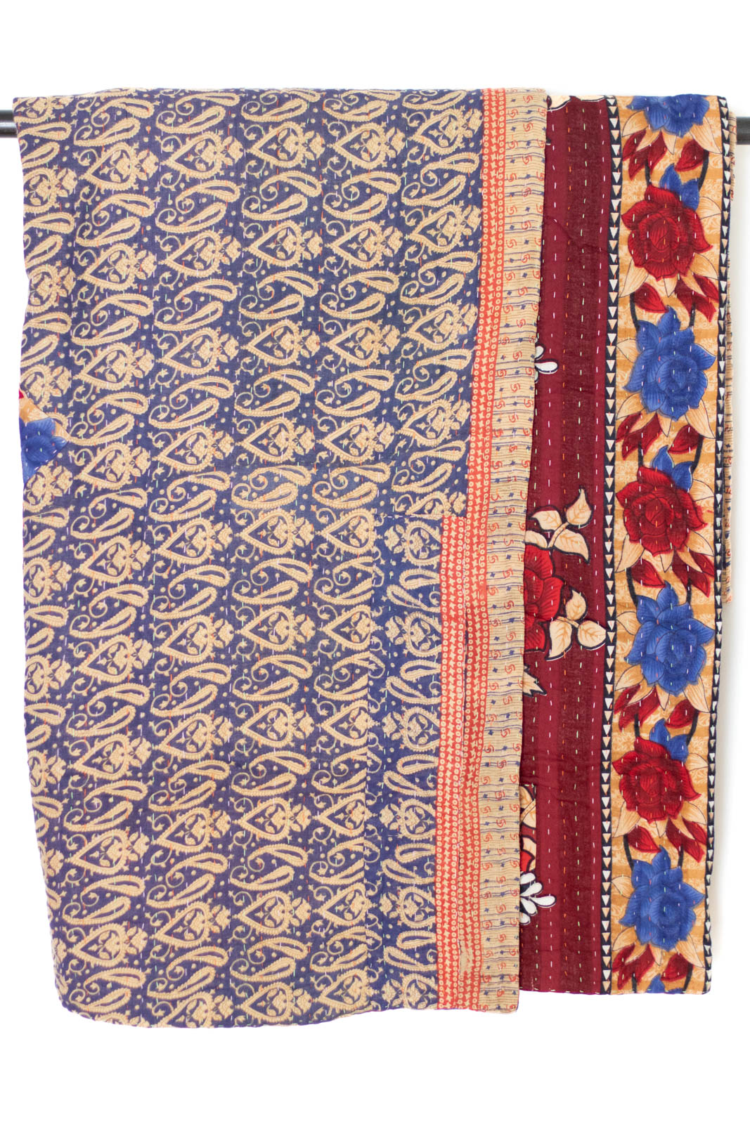 Kantha Large Throw Blanket