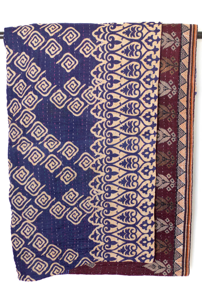 Kantha Large Throw Blanket