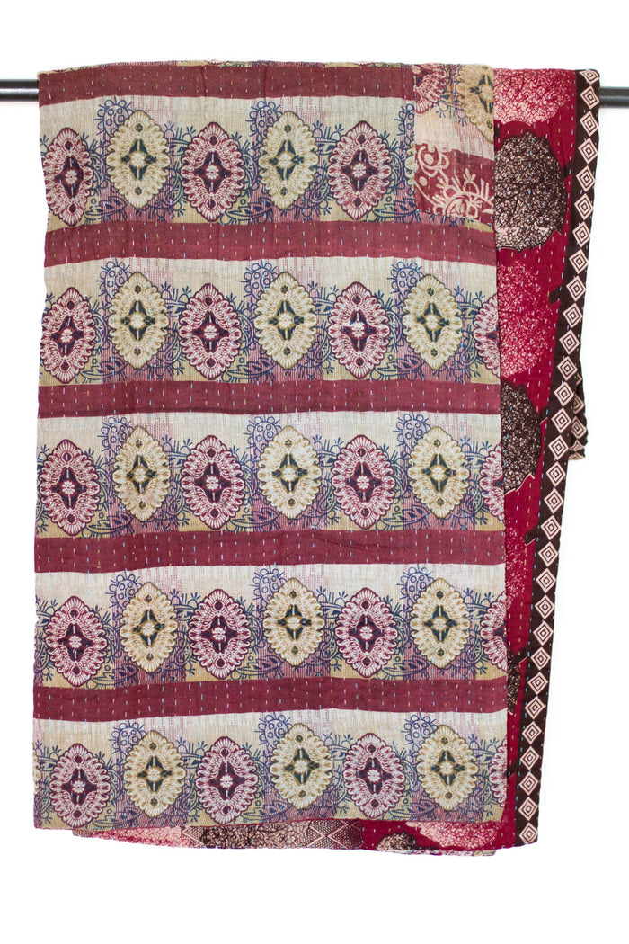 Kantha Large Throw Blanket