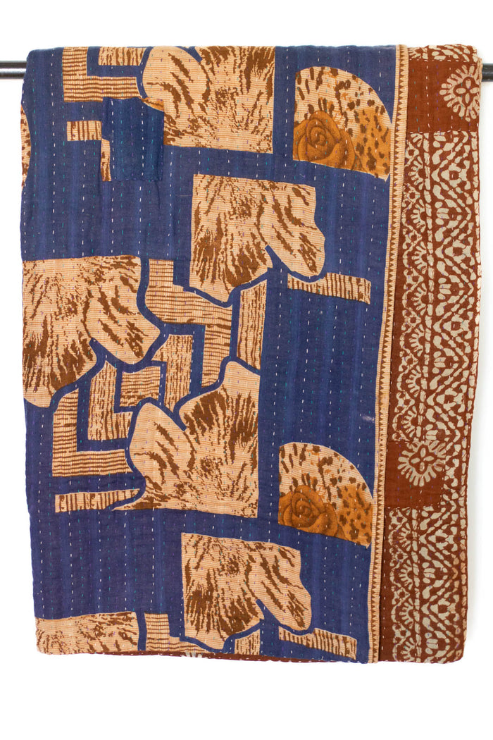 Kantha Large Throw Blanket