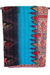 Kantha Large Throw Blanket