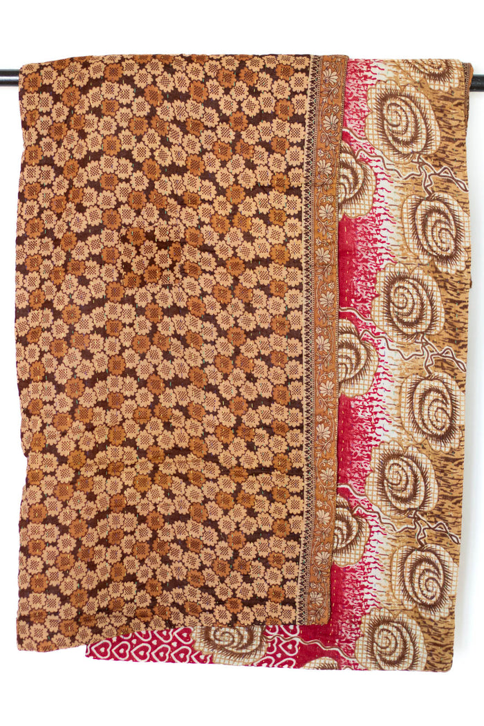 Kantha Large Throw Blanket