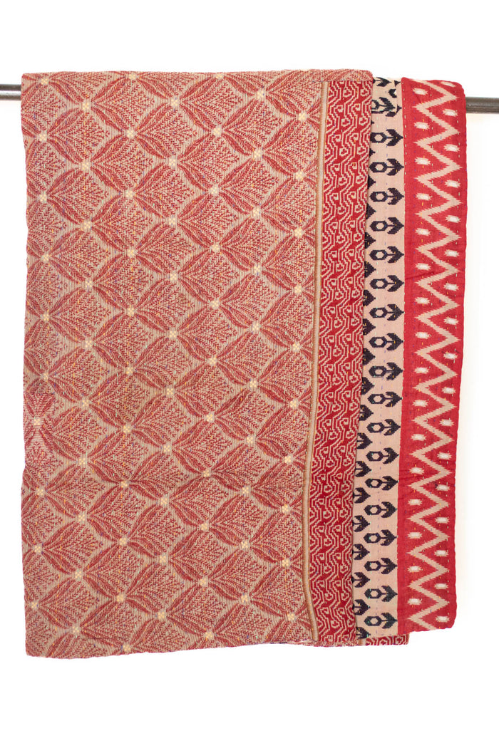 Kantha Large Throw Blanket