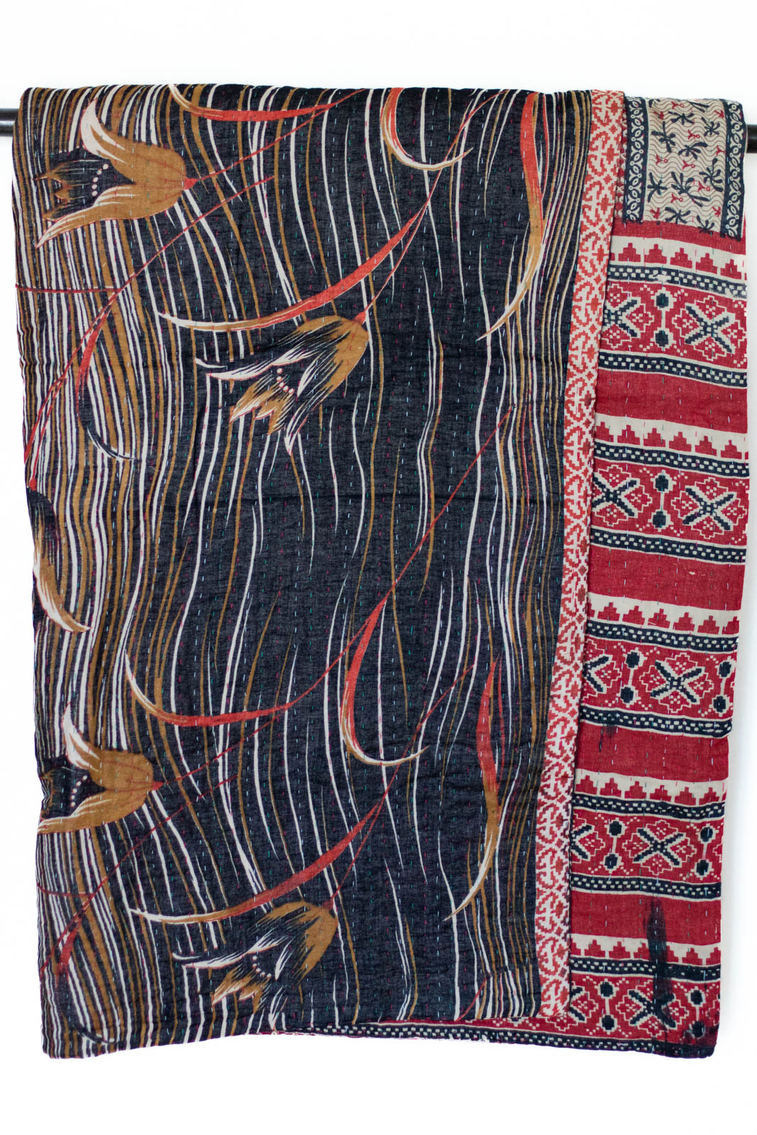 Kantha Large Throw Blanket