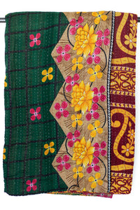 Kantha Large Throw Blanket