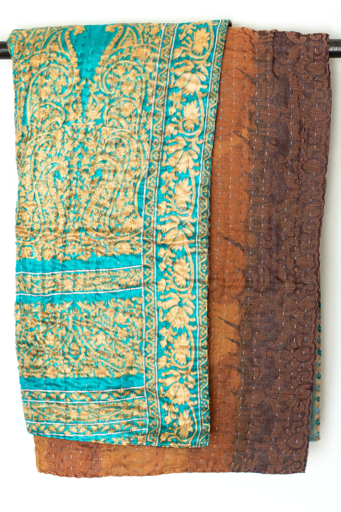 Kantha Silk Throw Blanket