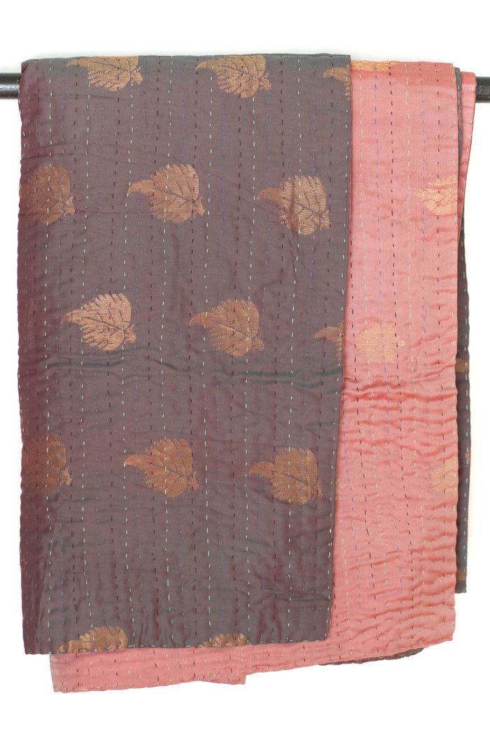 Kantha Silk Throw Blanket