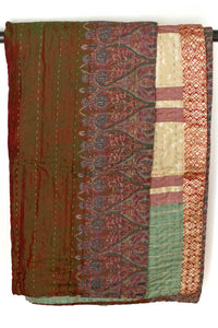 Kantha Silk Throw Blanket