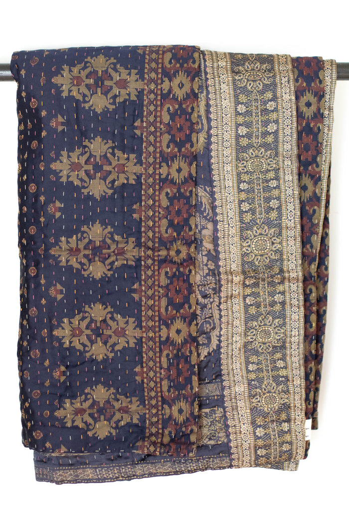 Kantha Silk Throw Blanket