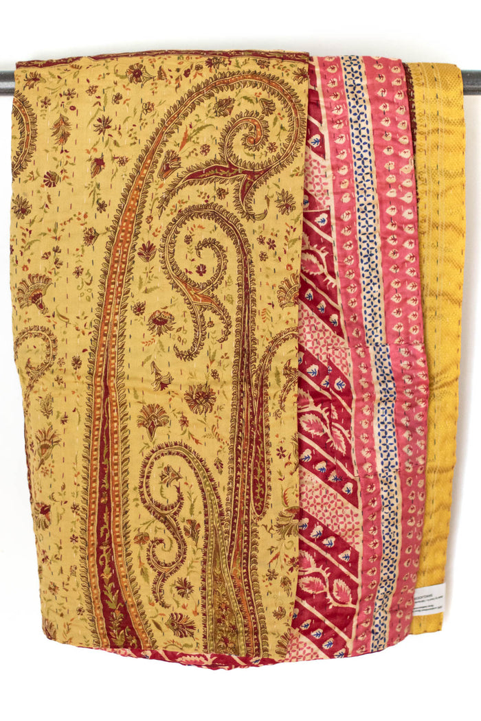 Kantha Silk Throw Blanket