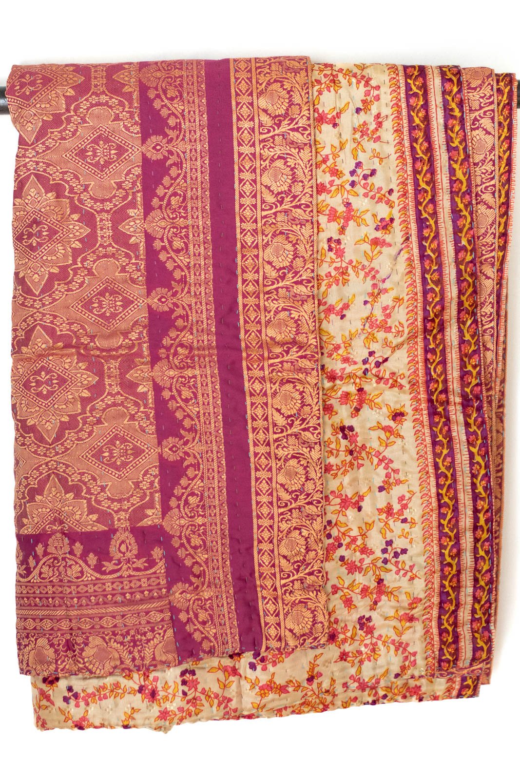 Kantha Silk Throw Blanket