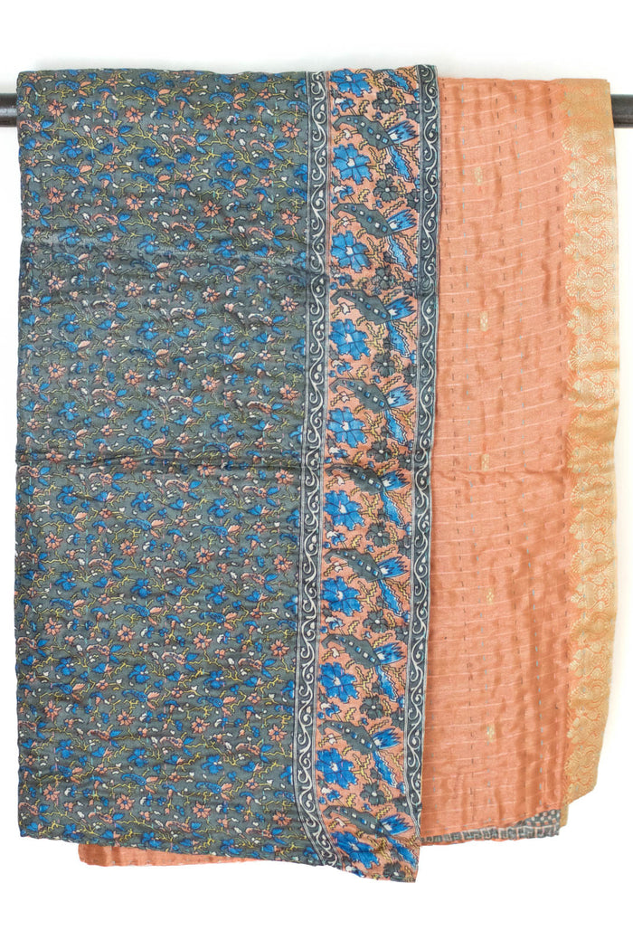 Kantha Silk Throw Blanket