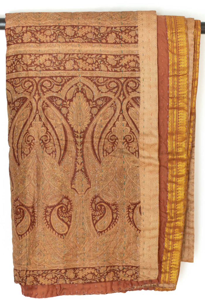 Kantha Silk Throw Blanket