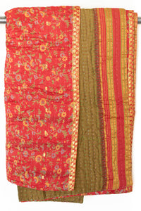 Kantha Silk Throw Blanket