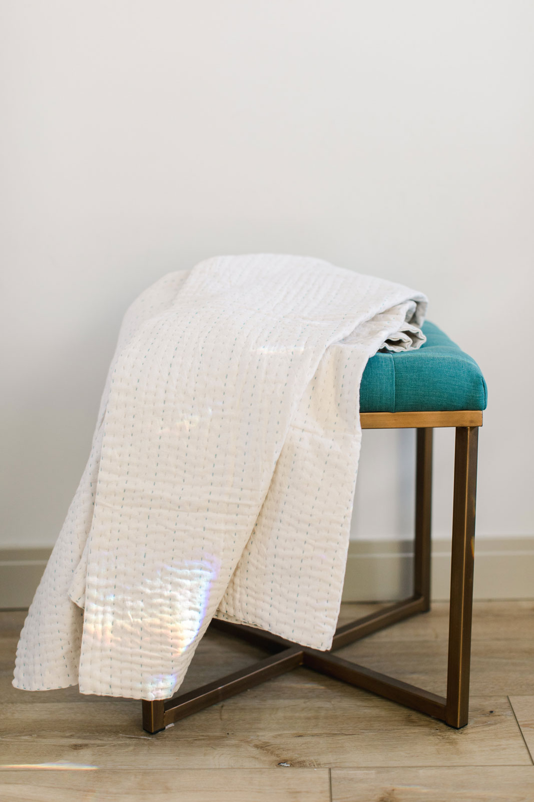 Simplicity White Kantha Throw