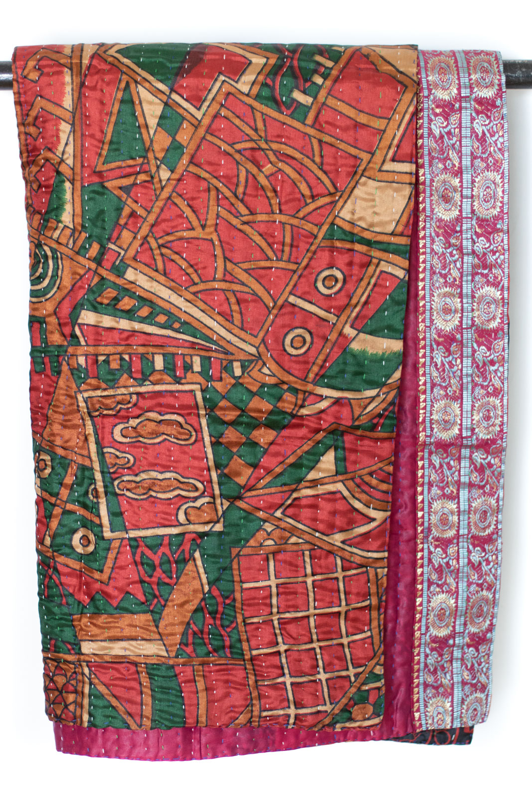 Kantha Silk Throw Blanket