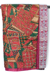 Kantha Silk Throw Blanket