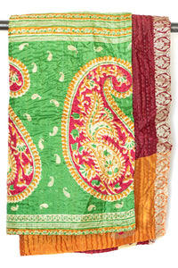 Kantha Silk Throw Blanket